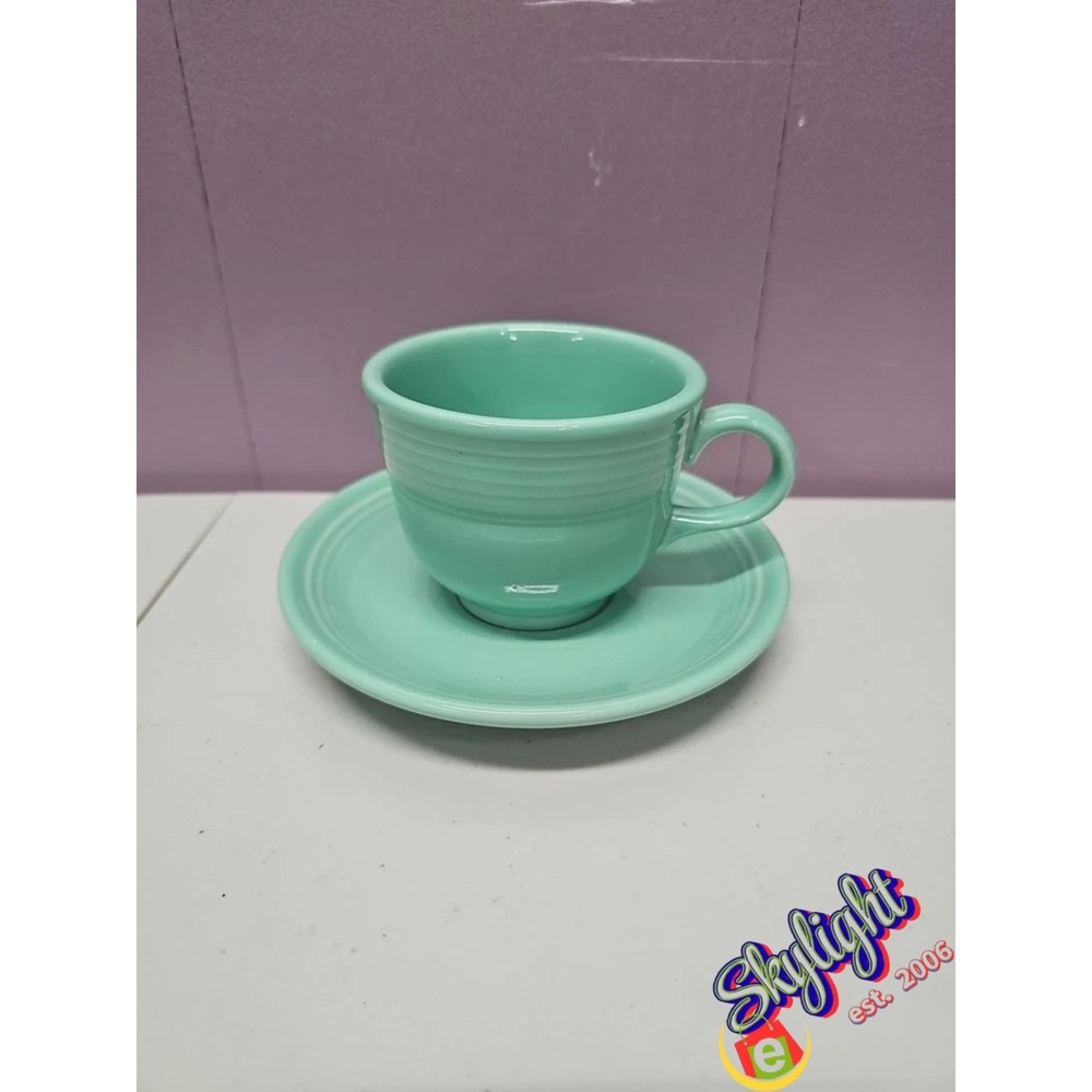 Fiesta Ware SEA MIST Green Tea Cup & Saucer Set Retired Color Homer Laughlin USA